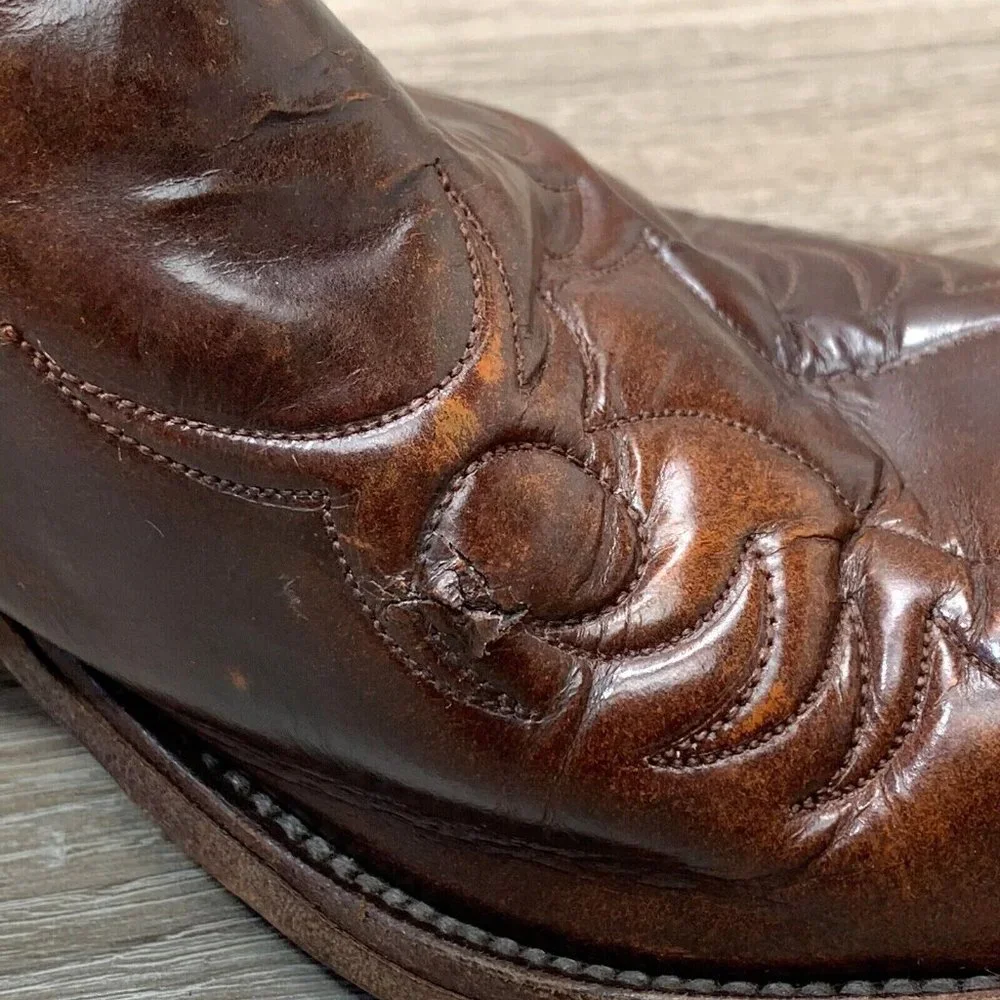 Vtg 1970s-80s TONY MORA Men Western Boots Tufted Brown Leather MADE SPAIN 12 D - Picture 12 of 12